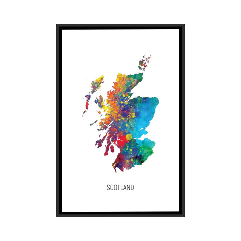 Carte d'Ecosse par Michael Tompsett - impression d'art graphique, Pas de tapis, H 26 po x l 18 po x P 1,5 po