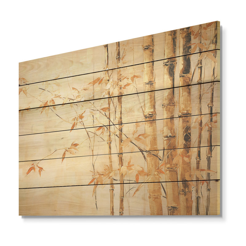 «Blue Mom», art zen bleu et bambou sur bois de pin naturel, H 24 po x l 32 po