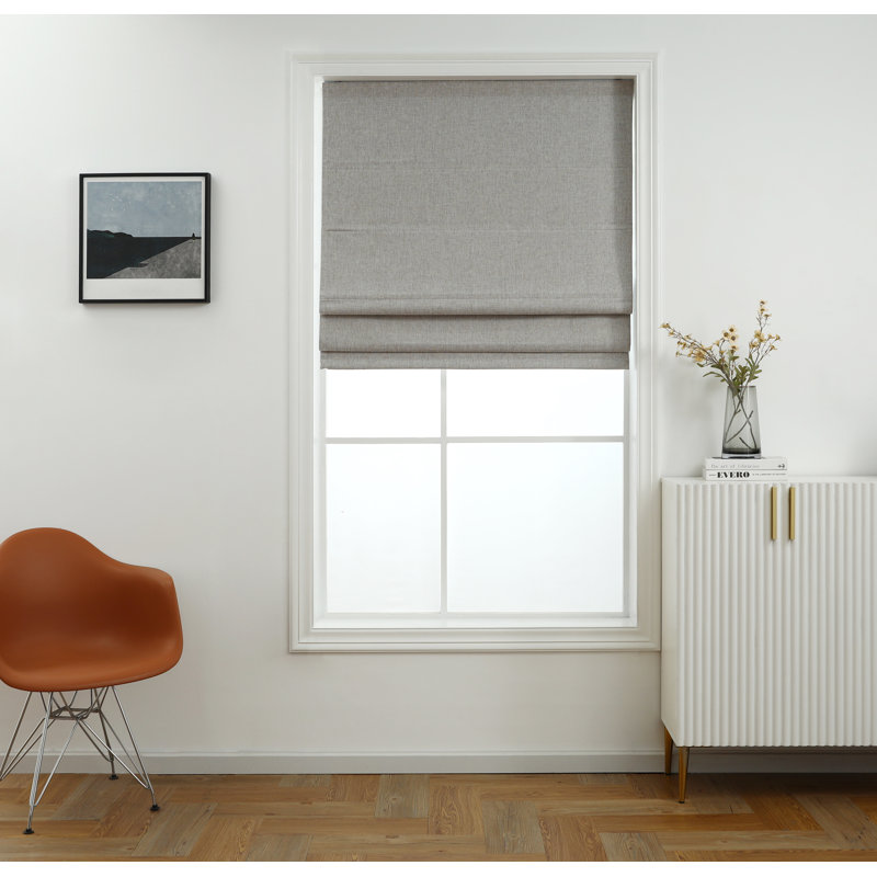 Store romain 100% coton occultant sans cordon, Gris clair, L 30 po x L 64 po