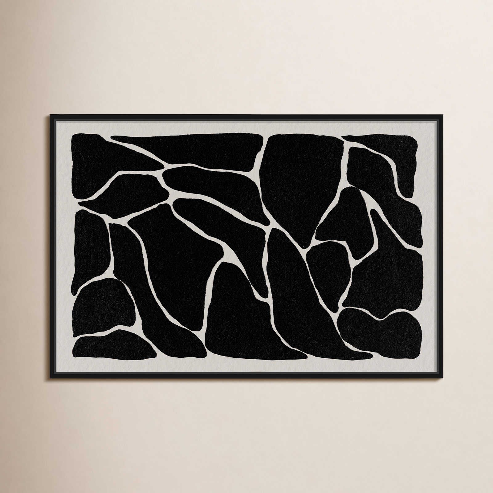 Abstract Black and White Giraffe Pattern Print, Black, 11" H x 16" W