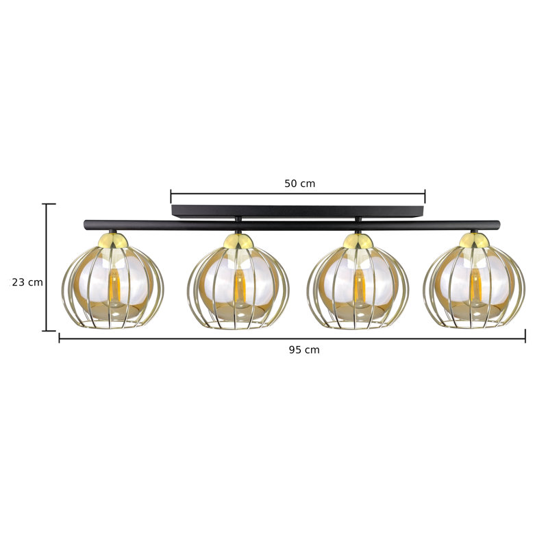 Alashia Flush Mount, Black/Gold, Honey