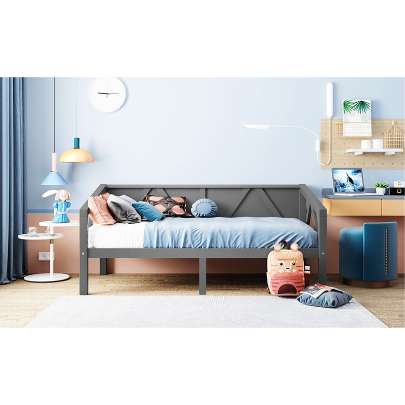 Twin Size Gray Daybed With Modern And Timeless Elegant Style, Dual - Use As Or Bed, Solid Pine Legs, Storage Beneath. 79.5" X 42.3" 34.7", Slat Kit Included An Look, Multi Function, Convenient Under