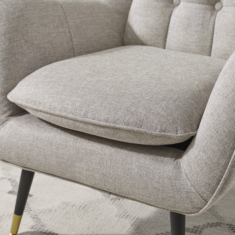 Brianne 30.31'' W Tufted Upholstered Accent Armchair, Beige Linen Blend