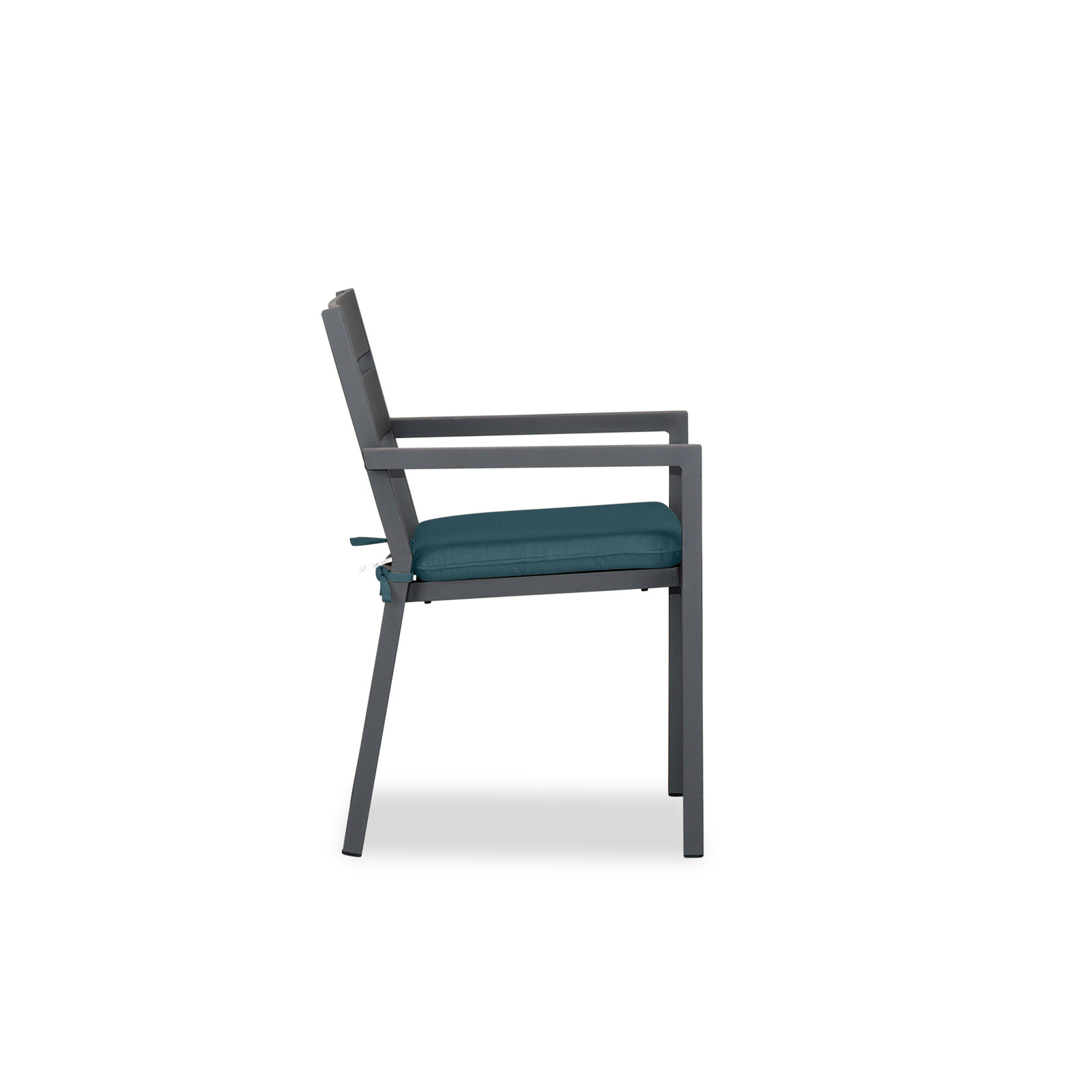 Vivant Aluminum Outdoor Dining Armchair with Cushion, Cast Lagoon Sunbrella® Plainweave, Slate