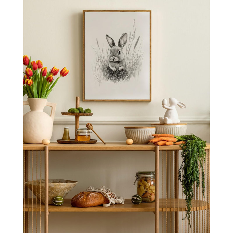 Minimalist Bunny Sketch Framed Wall Art