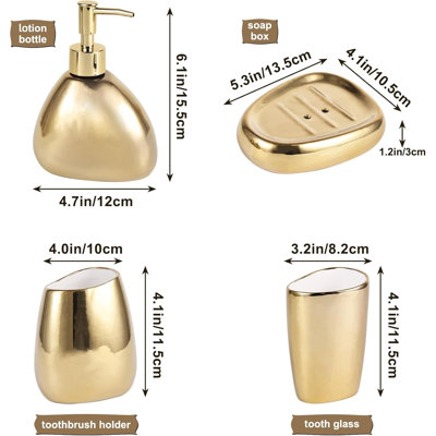 Elegant 4-Piece Electroplated Ceramic Bathroom Set