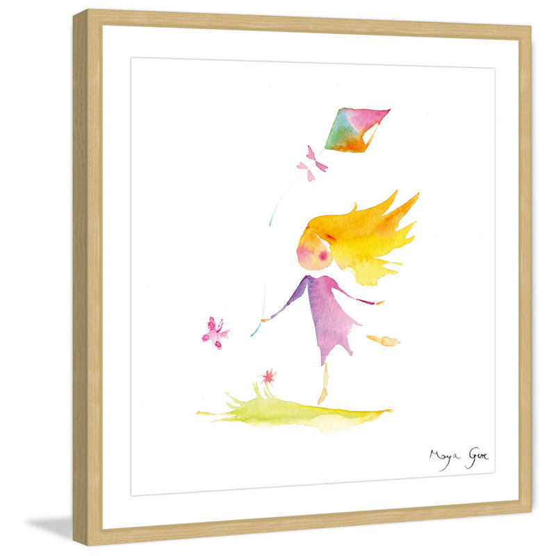 «Girl with Kite» par Maya Gur, reproduction encadrée, H 12 po x l 12 po x P 1,5 po