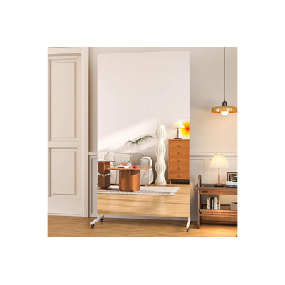 Home Gym Arched Mirror 360° Swivel on Wheels,Extra Large Full Body Rolling Mirror, Tempered Glass Easy to Move Full Length Mirror for Yoga Studio, Bedroom, Dancing Studio