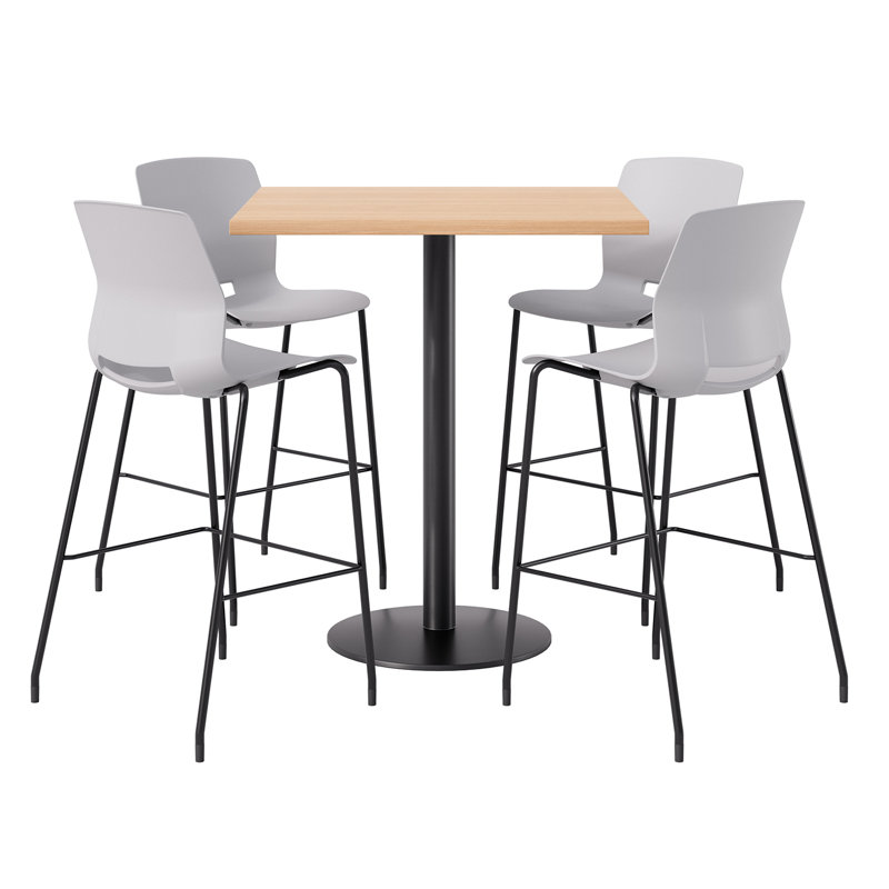 4 - Person Bar Height Dining Set, Maple, Gray/Black, 29" H x 36" L x 36" W