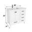 Meuble-lavabo autoportant 36 po Anvay en blanc mat avec plateau en marbre de Carrare-889296418-895541830