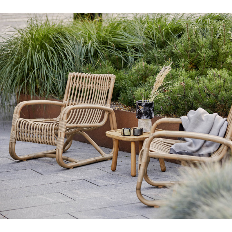 Natural Rattan-Like Outdoor Patio Chair with Arms