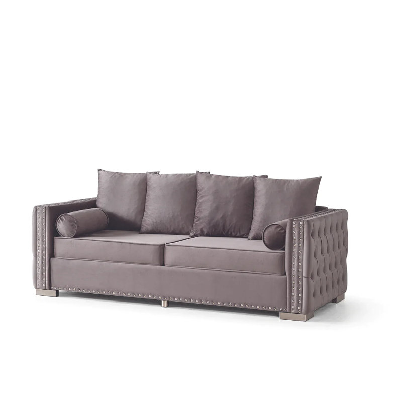 Ensemble de salon en velours 3 pièces Dorothea, Velours gris