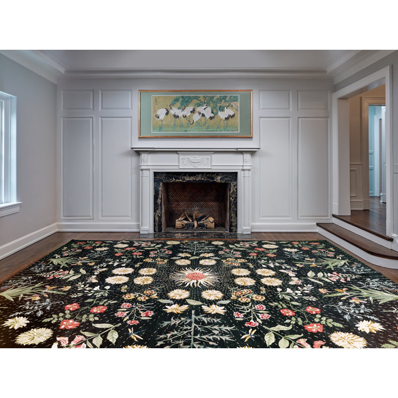Classic Hand Knotted Floral Area Rug, Rectangle 5' x 7'