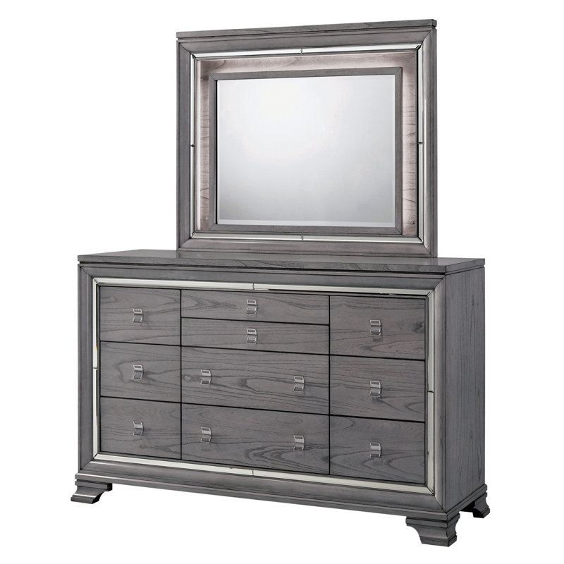 Commode combinée 10 tiroirs avec miroir Meaghann