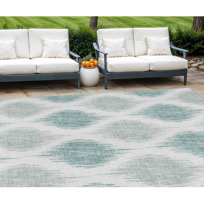 Tapis bleu sarcelle ivoire et ivoire 8 pi x 10 pi