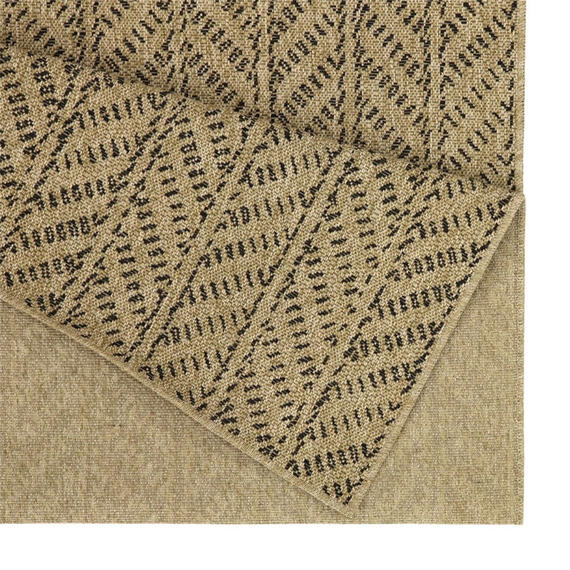Tapis intérieur / extérieur en jute / noir Earth, Rectangle 5 pi 3 po x 7 pi 3 po