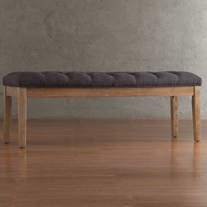 Dukinfield Upholstered Bench, Brown, Dark Gray Linen
