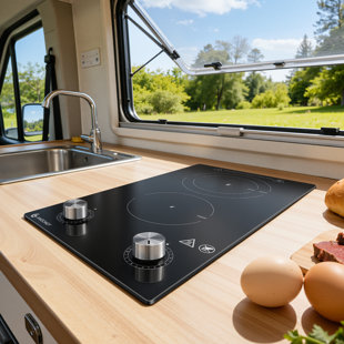 Dual Burner Electric Ceramic Cooktop, Built-In Or Countertop Rv Stove, Space-Saving Double Hot Plate With Independent Controls & Led Hot Surface Indicator