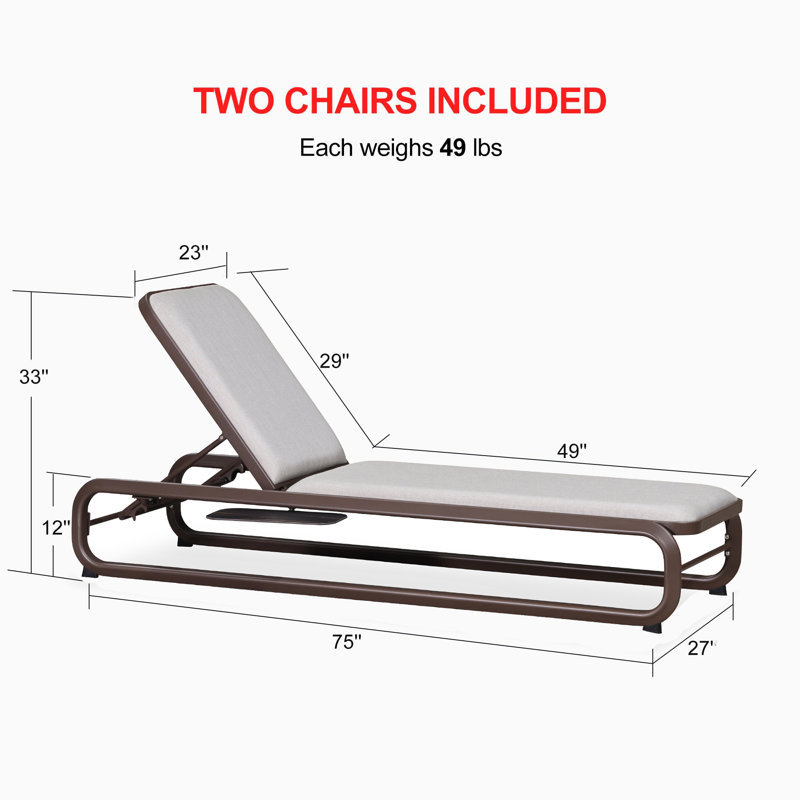 Chaise longue d'extérieur moderne - table intégrée et coussins de siège moelleux, Café