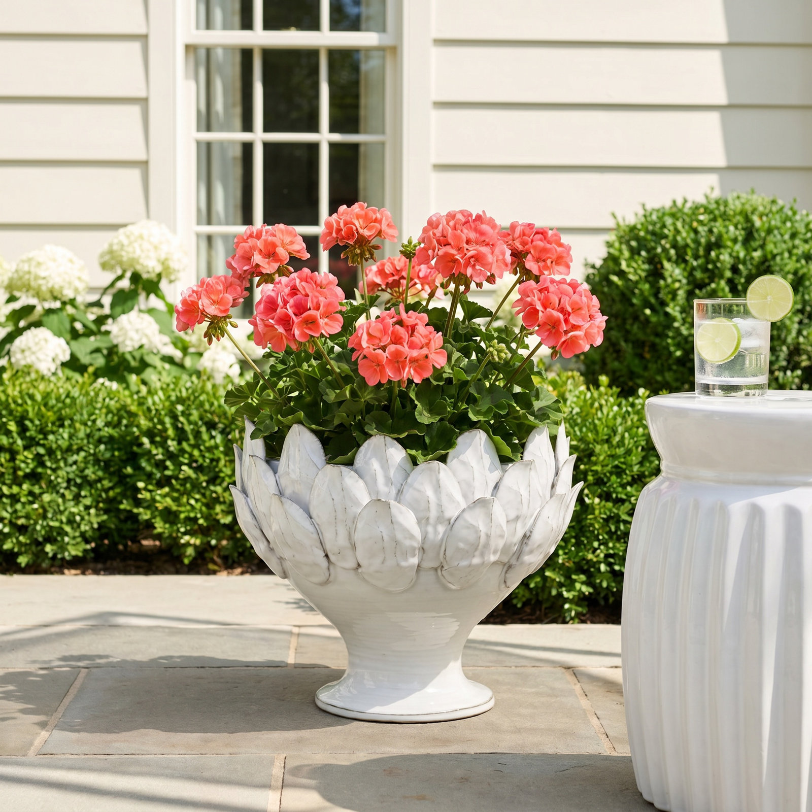 Gathered Garden Ceramic Statue Planter, White, 9" H x 10" W x 10" D