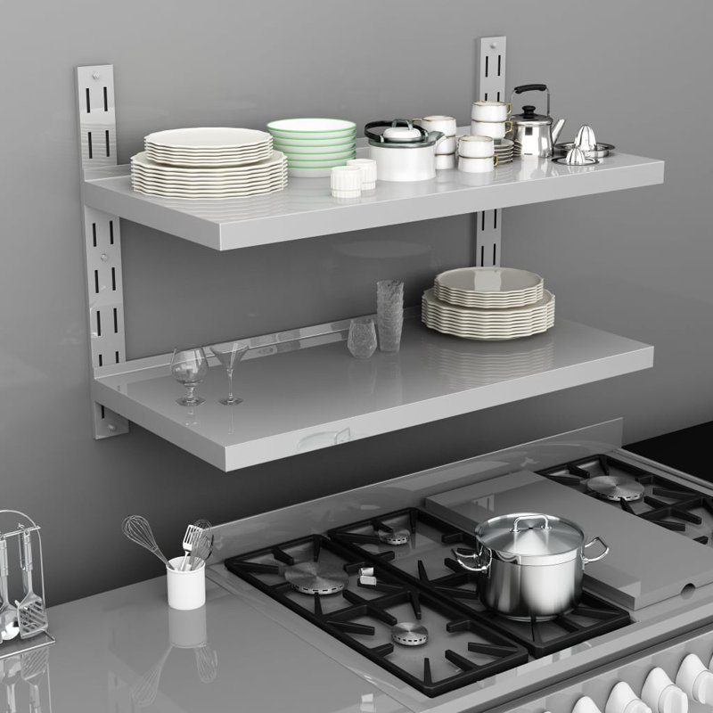 2 Piece Stainless Steel Bracket Shelf, 17.76" H x 17.76" W x 6.3" D