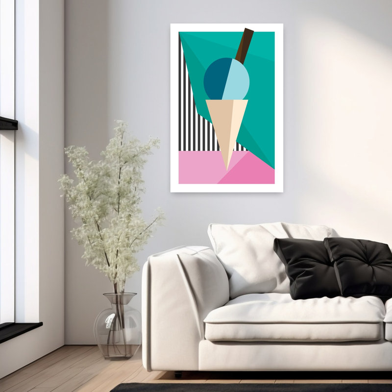 Art mural abstrait géométrique rétro, H 36 po x l 24 po