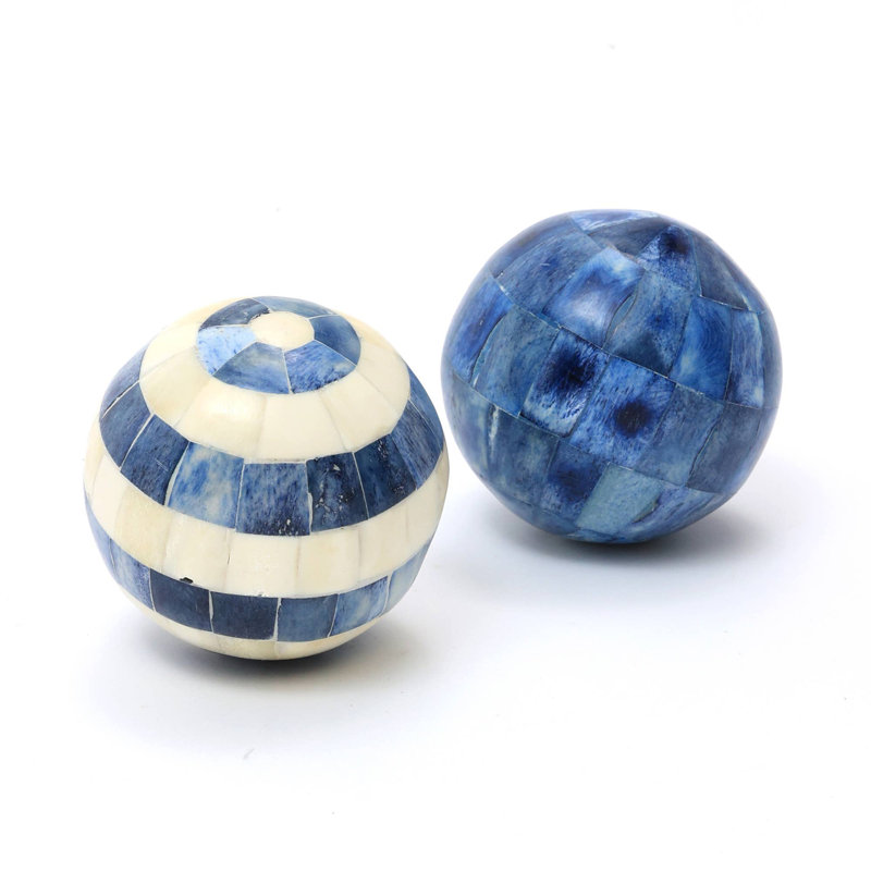 Boule décorative blanche et bleue