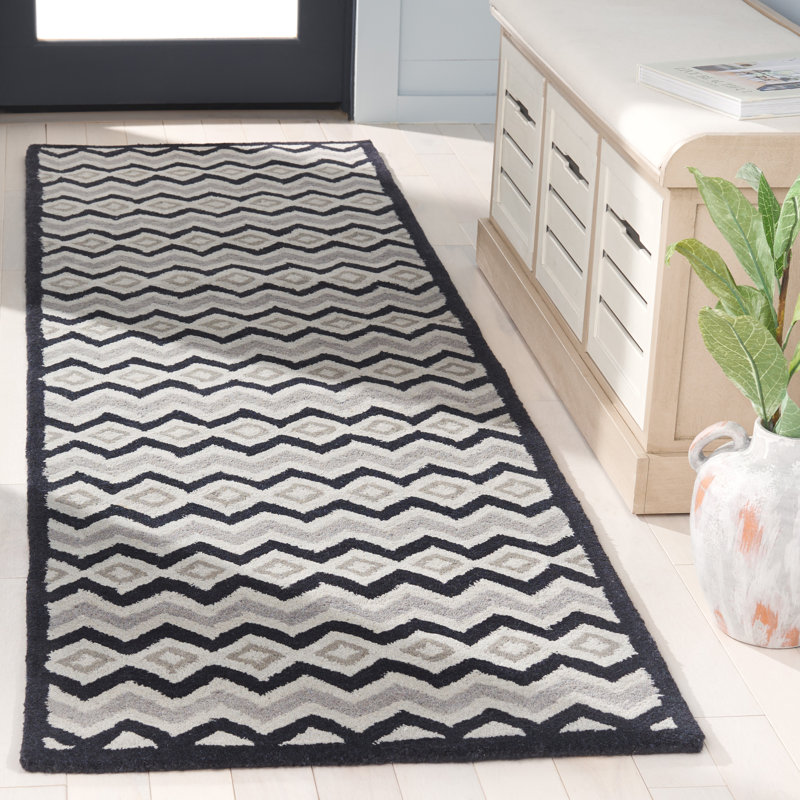 Tapis en laine touffeté à la main Zeinoun, Tapis de couloir 2 pi 3 po x 8 pi