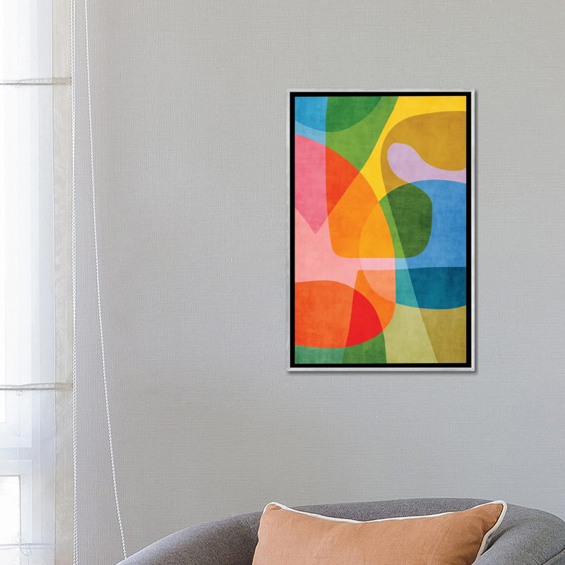 «Colorful Bright Organic Shapes», reproduction d'art sur toile encadrée, H 26 po x l 18 po, Argent