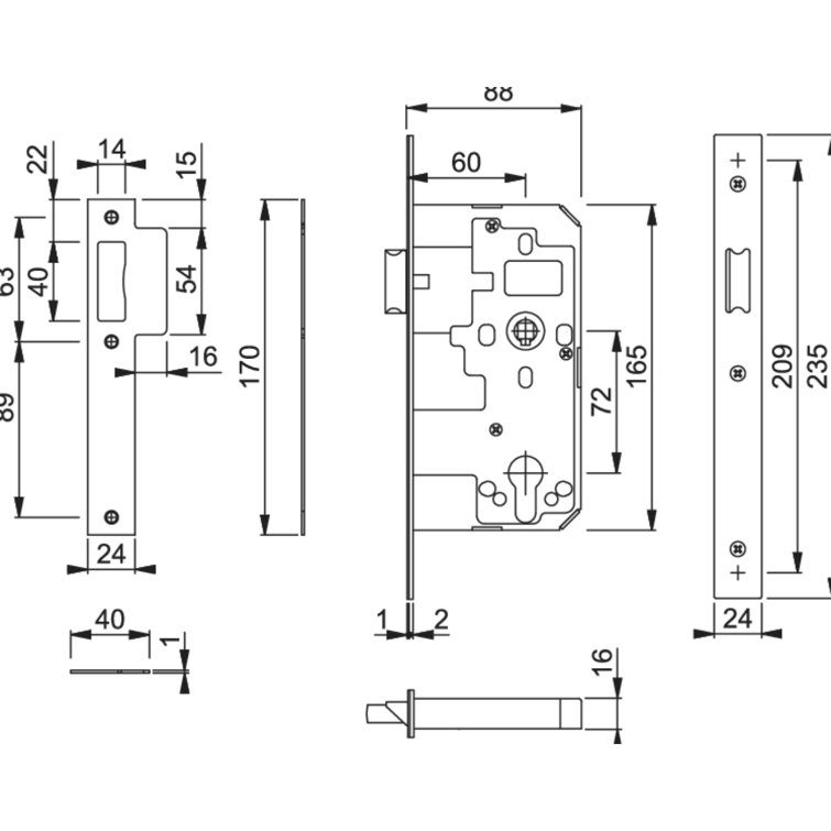 Symple Stuff Amariyah Locks 72mm Euro Profile Nightlatch 