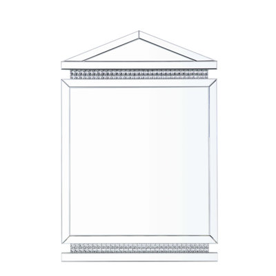 Glamorous Lotus Mirrored Accent Mirror With Faux Ice Cube Crystals, Beveled Glass For A Luxurious And Elegant Look