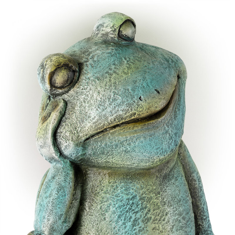 Statue de grenouille pensative sleep Seidel, L 11 po x l 9 po x H 15 po