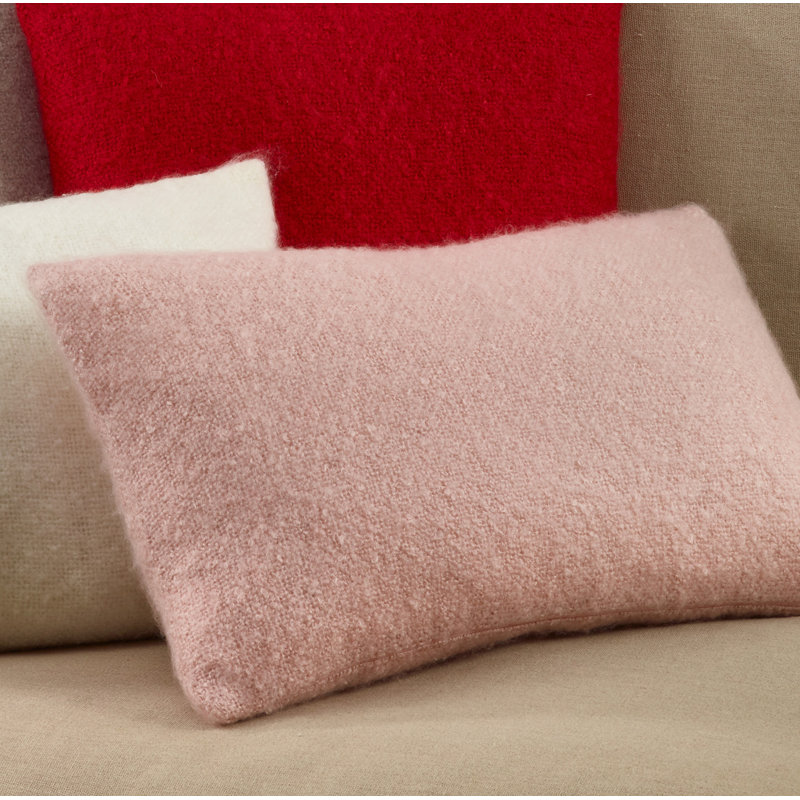 Pink Faux Mohair Rectangular Throw Pillow, 14 x 23 in