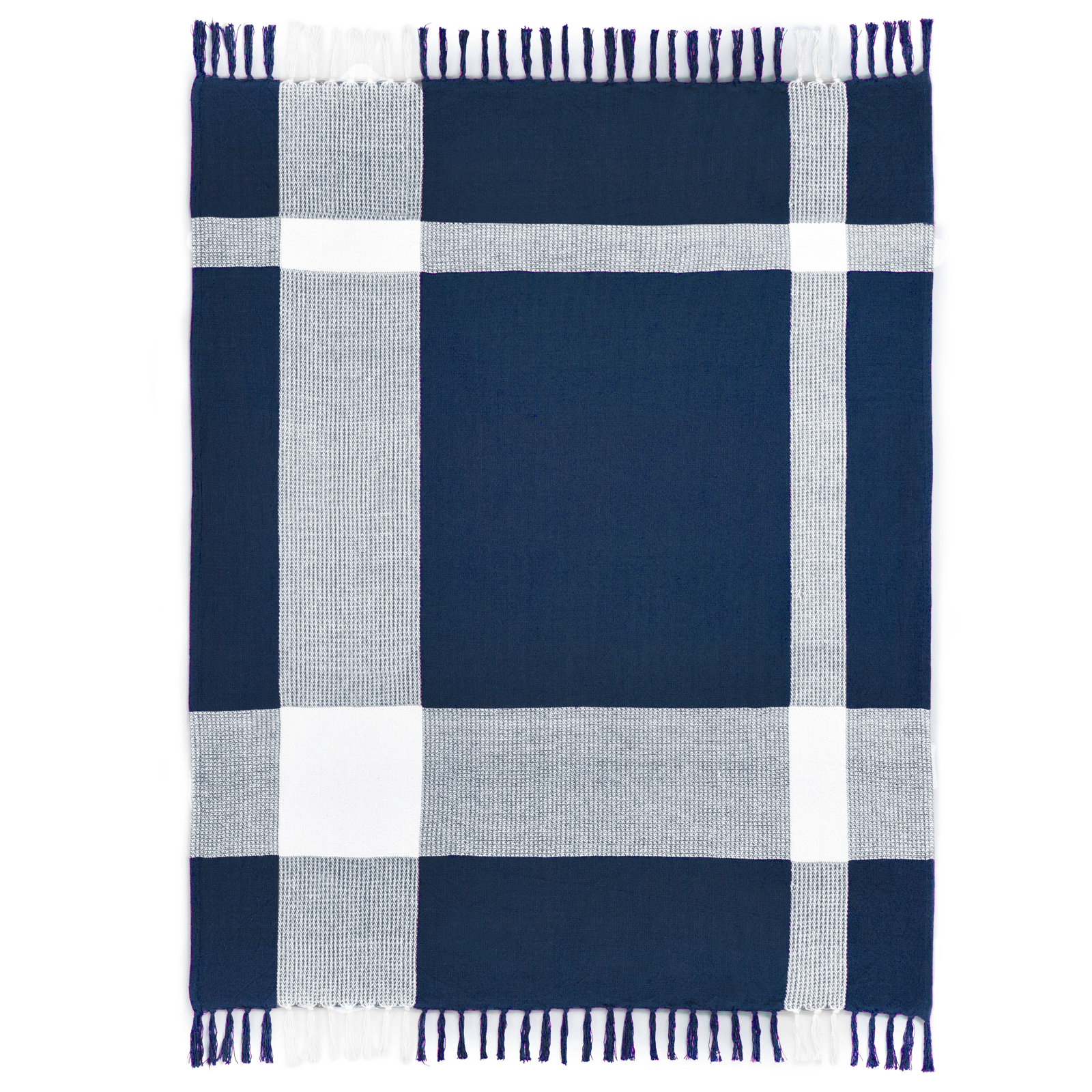 Plaid Cotton Throw Blanket, Blue
