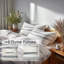 Ensemble de literie à rayures - Ensemble de housse de couette et de coussin décoratif gris et blanc-124288533