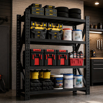 Étagères de garage robustes et réglables en métal, étagère de rangement industrielle 4000LBS (H 69 po x l 59 po x P 23,6 po), noir