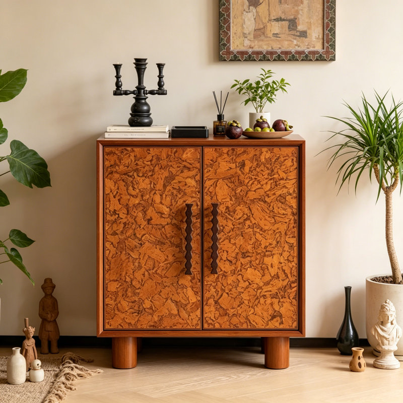 Mid-Century Solid Ash Wood Entryway Cabinet