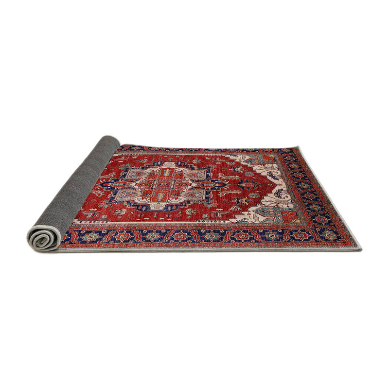 Tapis de style oriental rouge, Rond 5 pi