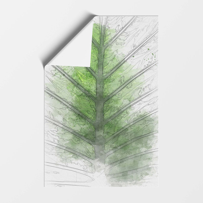 Green Leaf Lines - Frameless Print, 42 cm H x 29.7 cm W
