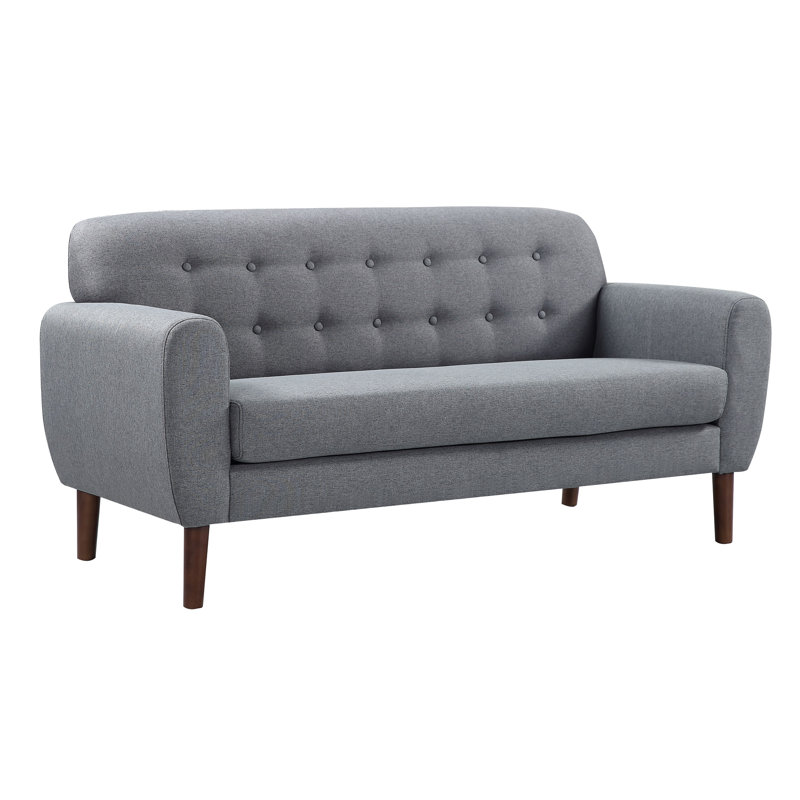 Arcola 62" Linen Round Arm Loveseat, Grey