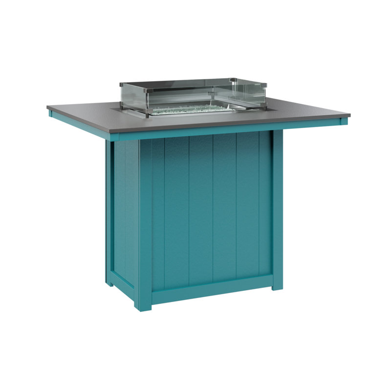 Foyer de table berlinois Donoma, Acier inoxydable martelé avec base bleu Aruba, H 39 po x l 41 po x P 54 po