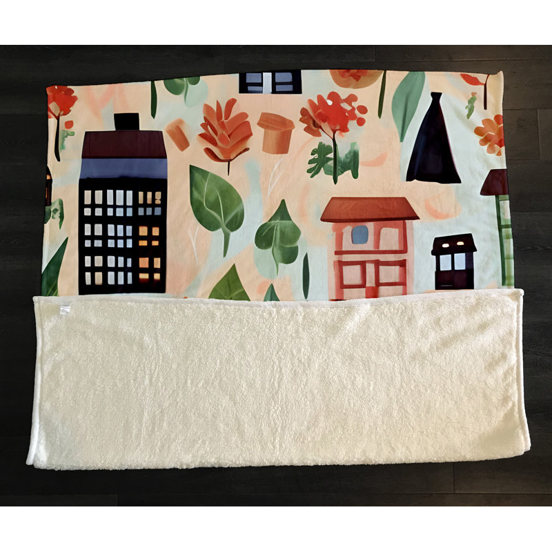 Throw Blanket, 51" W x 60" L, Floral/Abstract, Orange/Green/Black