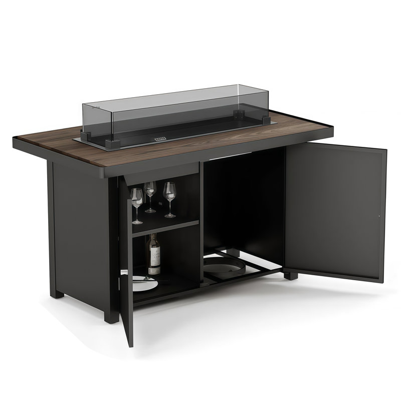  42'' Outdoor Propane Fire Pit Table with Lid & Storage, 55,000 BTU