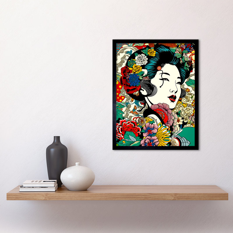 Brunot Modern Geisha Flower Patterns Bright Japan - Single Picture Frame Print