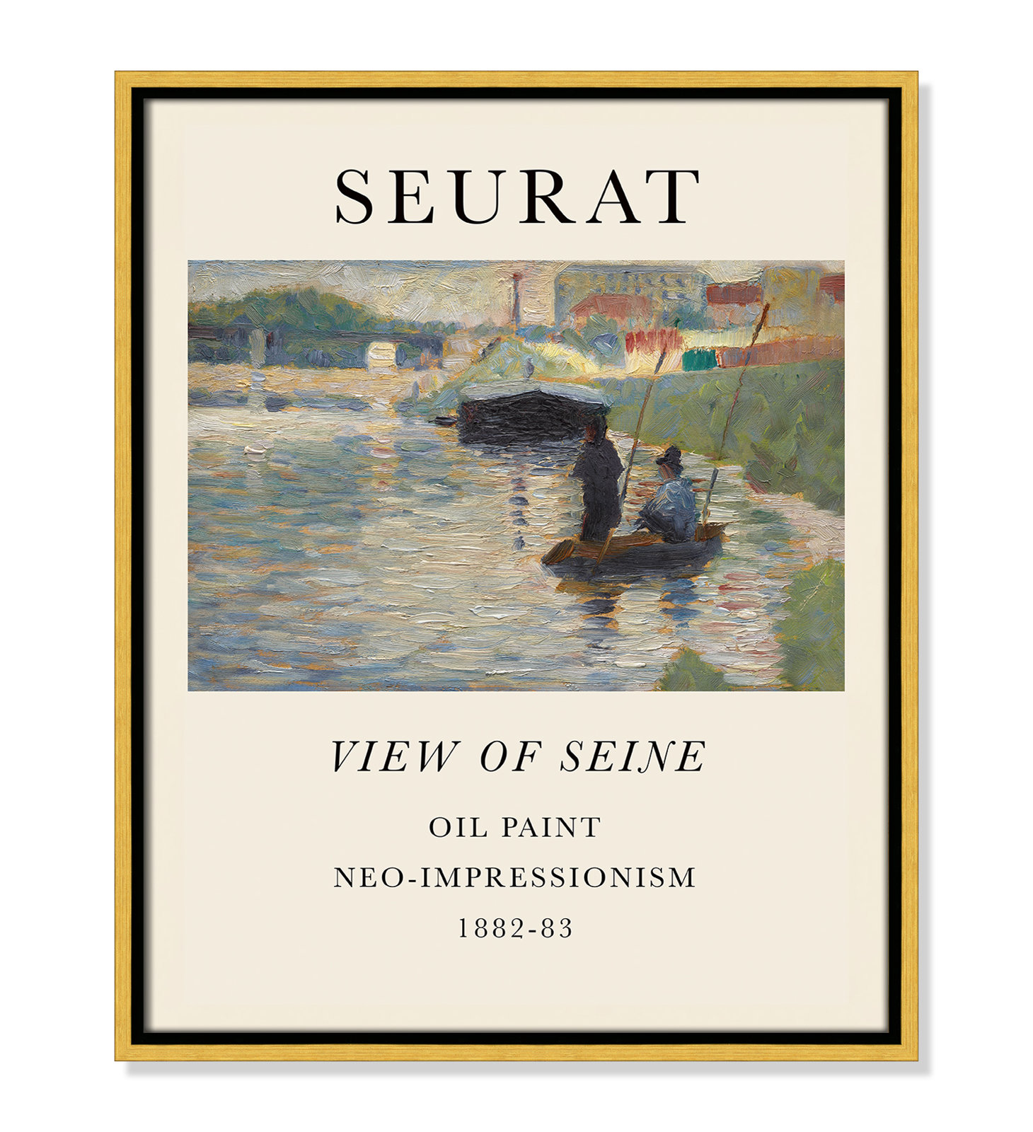 Old Masters Collection "View of Seine" Print, Gold Floater Frame, No, 21.5" H x 17.5" W x 2" D