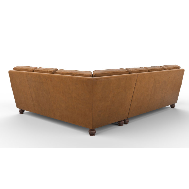 Montana 3x2 Upholstered Sectional, Steeplechase Saddle  Genuine Leather, Left