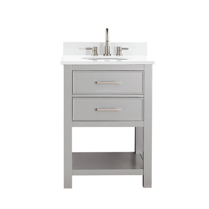 Brooks 25'' W Single Vanity, Chilled Gray, Carrera White Marble