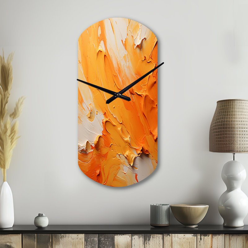 Horloge murale cylindrique jaune Tangerine Tango I - Paysages, Grand