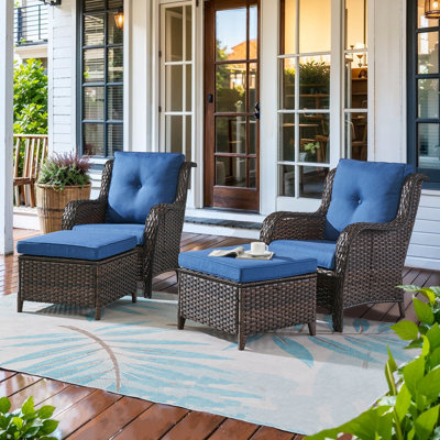 Deb Wicker Patio Chairs with Cushions