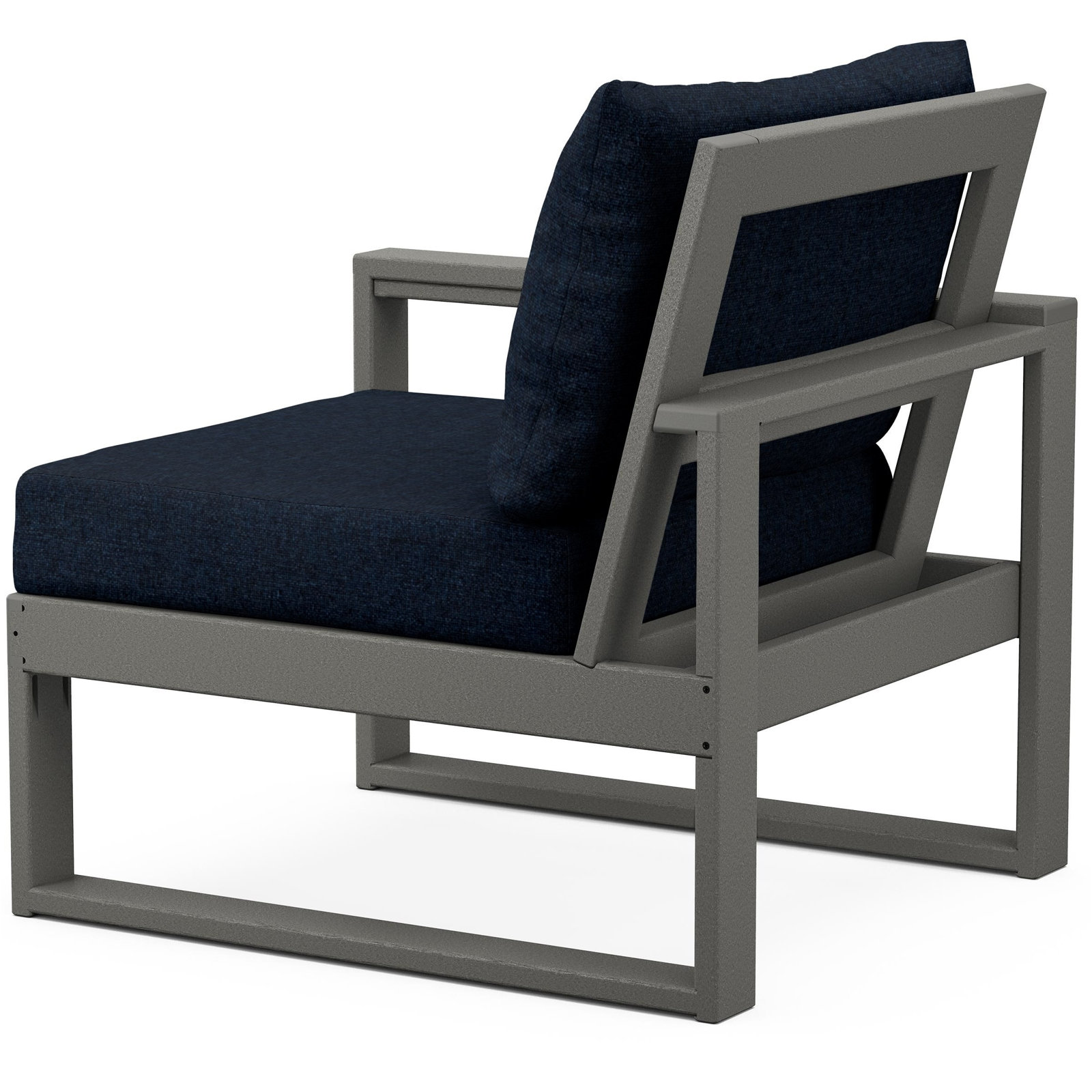 POLYWOOD Outdoor Lounge Chair, Slate Gray, Marine Indigo